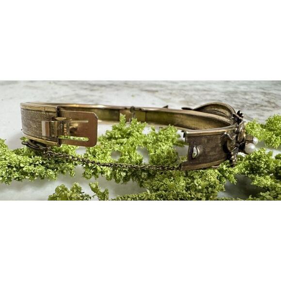 Vintage Original By Robert Elegant Pearl Hinged Cuff Bracelet Rare - Picture 7 of 8